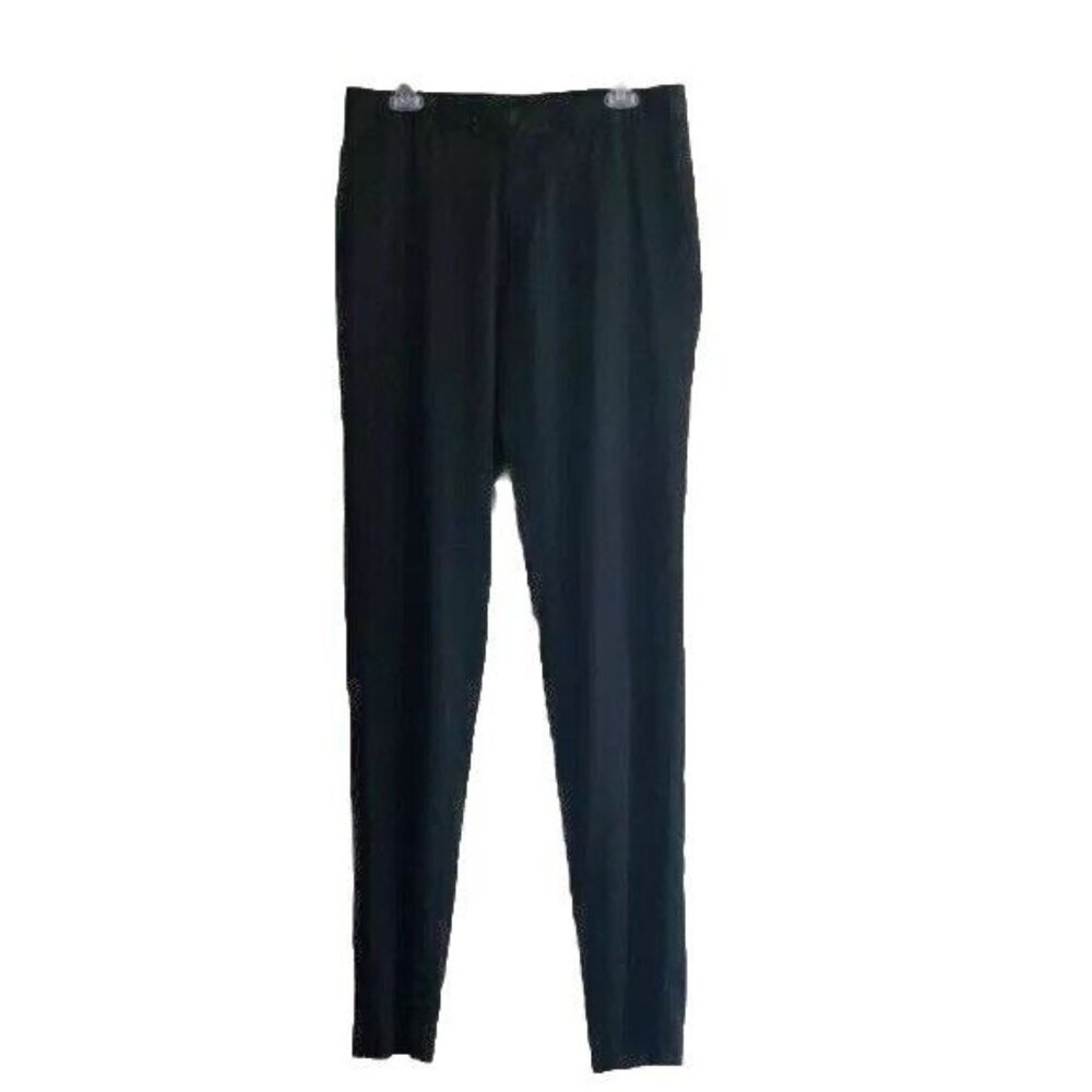 Ron Tomson Black Satin Men’s Formal Dress Pants Size 48 Classic Fit - Picture 3 of 11